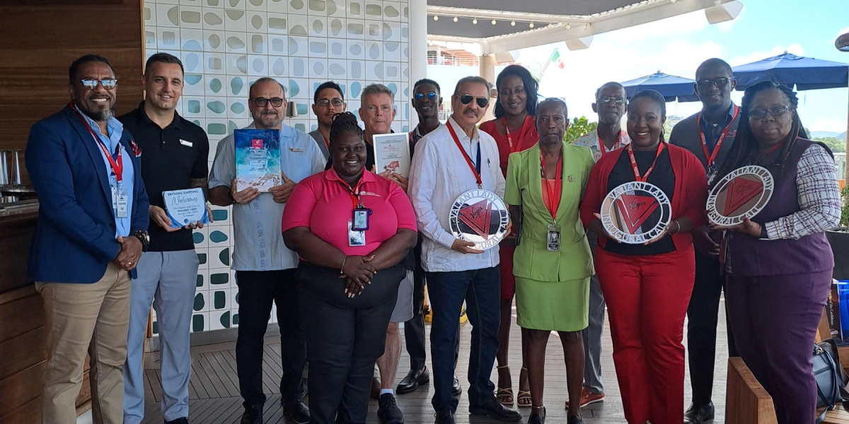 Antigua Cruise Port welcomed Valiant Lady of Virgin Voyages  (Image at LateCruiseNews.com - January 2024)